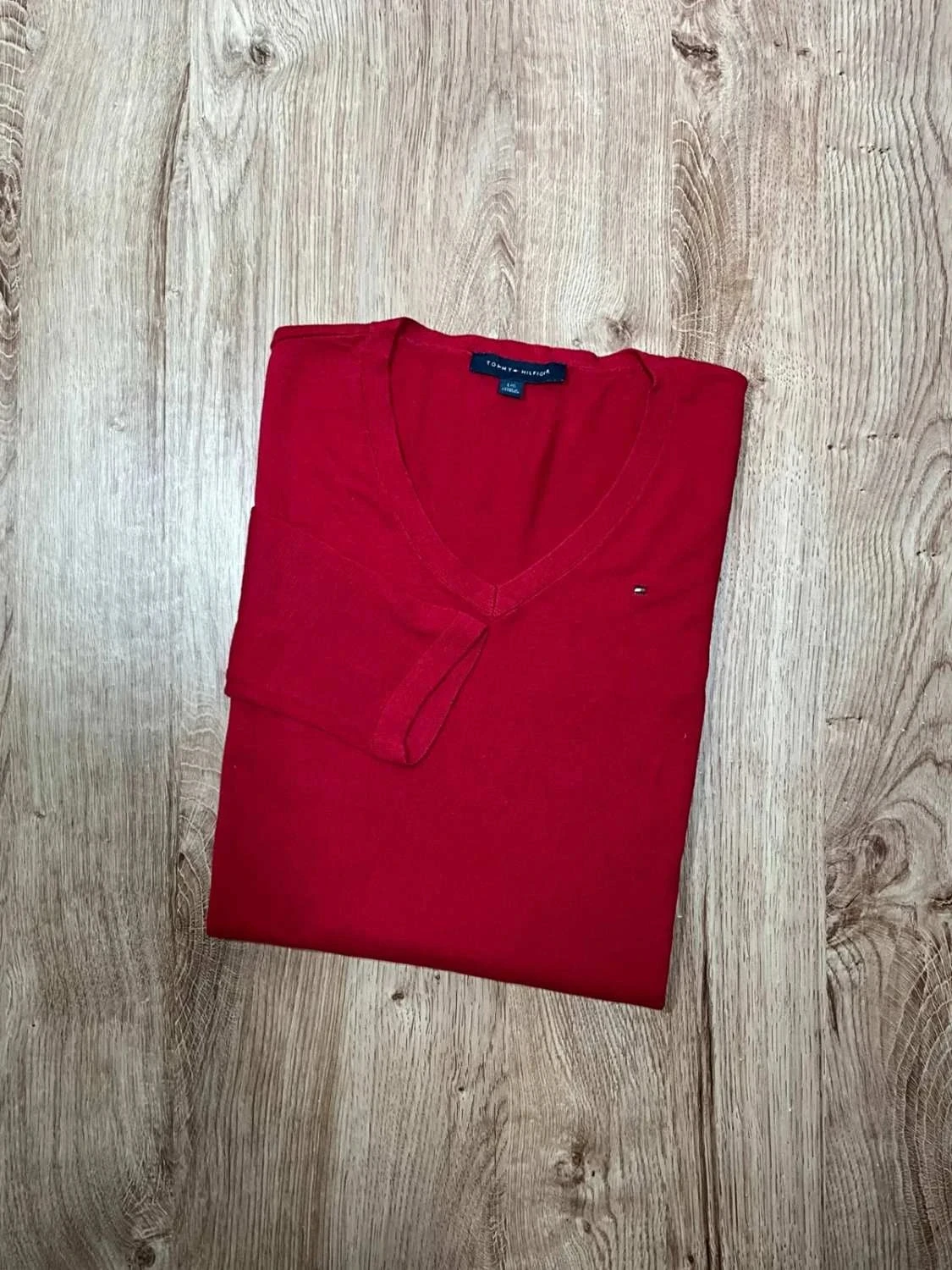 Pull Tommy Hilfiger V-neck Femme L 100%Coton Rouhe